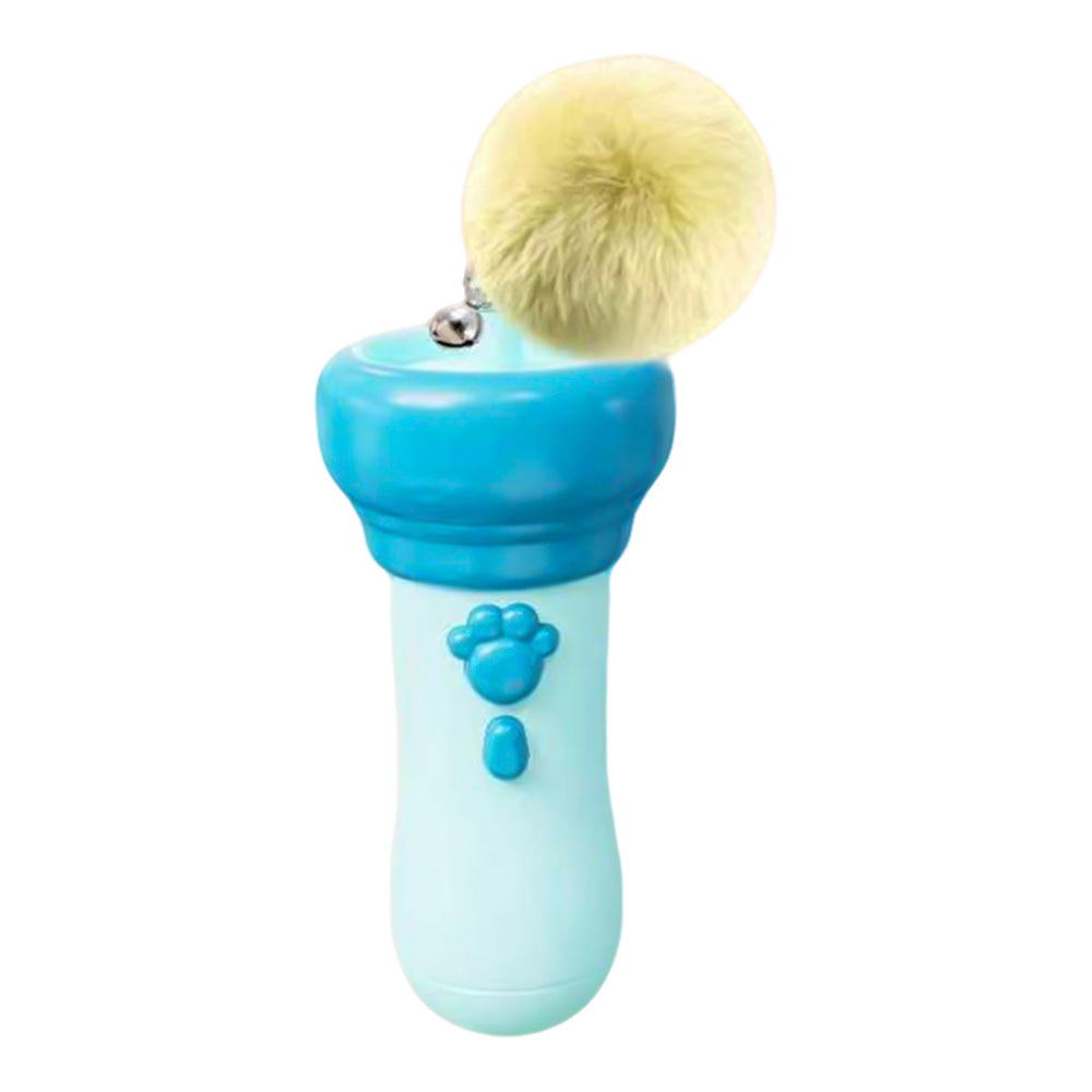 Cat Teaser Launcher with Retractable Cord and 2 Plush Balls - Blue