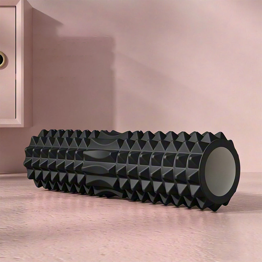 6Pcs Foam Roller Set with Massage Stick and Resistance Band-Black
