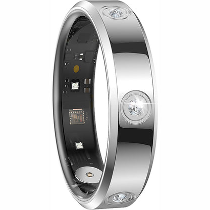 Stainless Steel Smart Ring with Charging Case-Silver