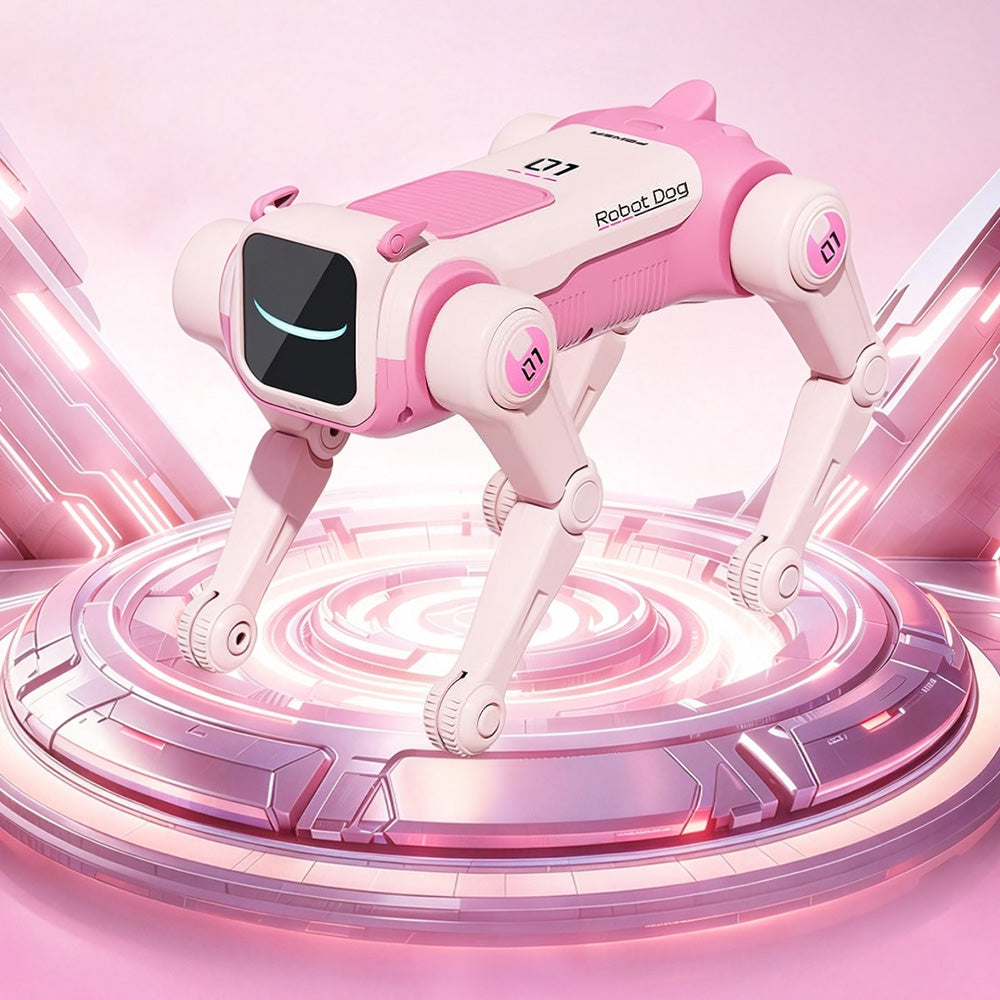AI Stunt Remote Control Robot Dog Toy with Voice Control - Pink