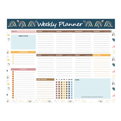 Weekly To Do List Notepad Undated Planner With 52 Sheets Weekly Planner-Navy