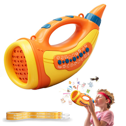 2 Modes Animal Hoot Caller with 12 Sound Effects Outdoor Nature Exploration Toy for Kids Orange