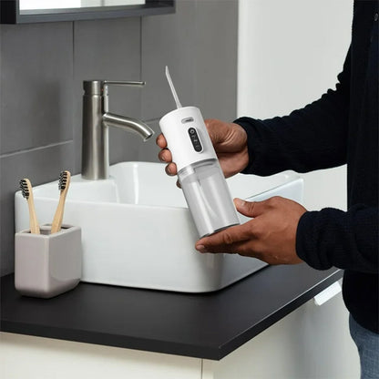 Cordless Electric Water Flosser Oral Irrigator Teeth Flosser Tooth Cleaner with 5 Nozzles White