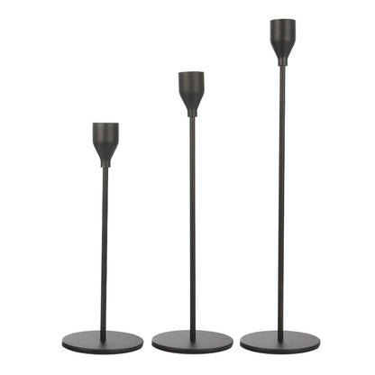 3Pcs Set Metal Candle Holders Taper Decorative Candlestick Holders for Wedding Dinning Party Black