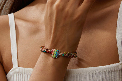 Handmade Natural Stone Beaded Bracelet Adjustable Woven Bangle for Jewelry-Colorful