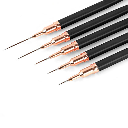 5PCS Nail Art Liner Brushes Set Nail Tools For Long Lines Thin Details Fine Drawing-Black