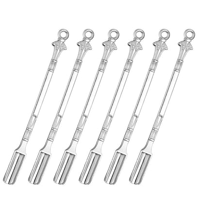 6Pcs Mini Metal Scoop Small Sampling Spoon for Spice Coffee-Silver