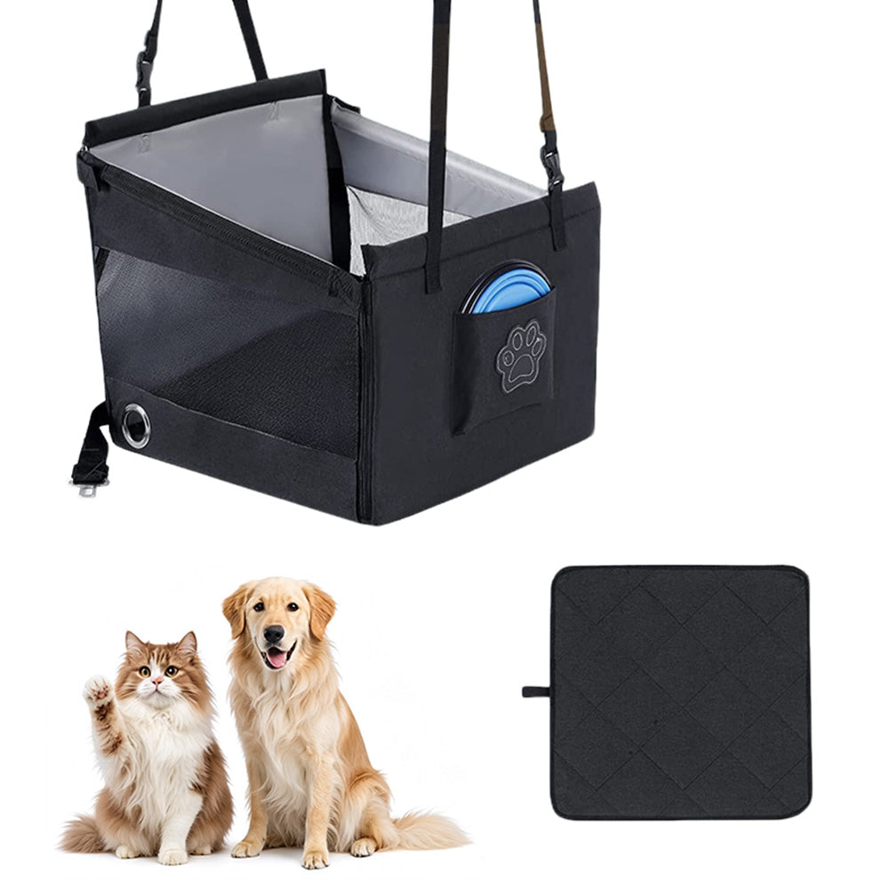 Foldable Water-resistant Dog Auto Seat Pad  - Black