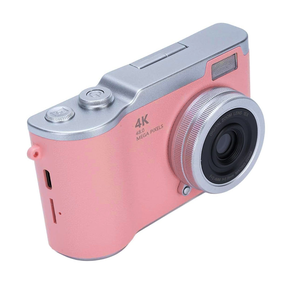HD 1080P Retro Digital Camera with 2.4-inch Flip Screen for Photos & Video Pink