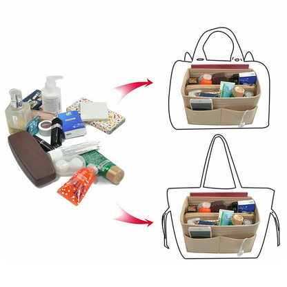 Thick Felt Tote Bag Organizer Insert with Multiple Pockets -Beige