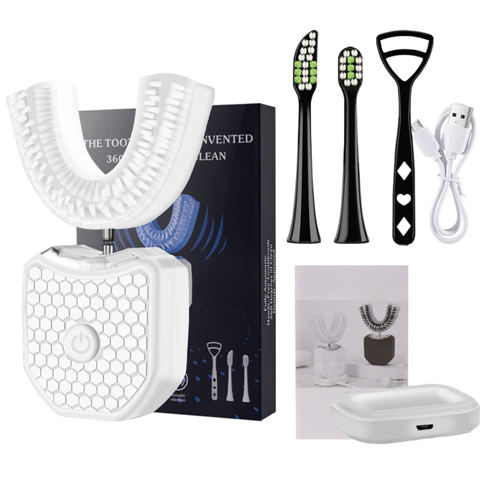 Rechargeable U-Shaped Electric Toothbrush Set for Daily Oral Care-White