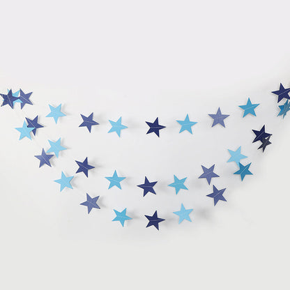 5 Pack 4m Thick Paper Star Garland Bunting Banners for Parties - Blue