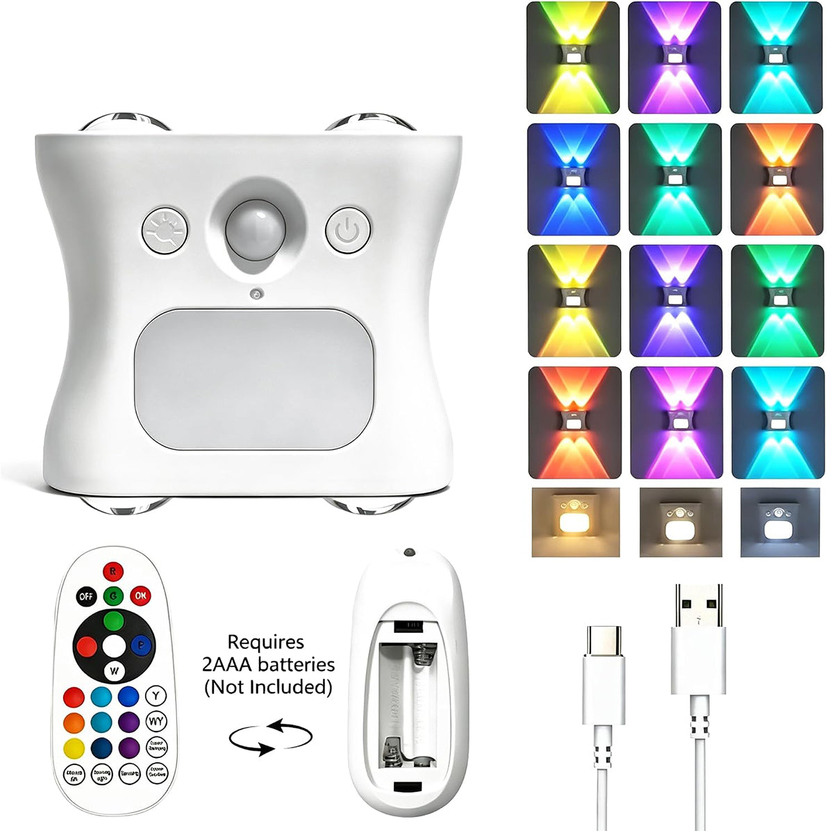 RGB Motion Sensor Night Light 16 Colors Remote Control