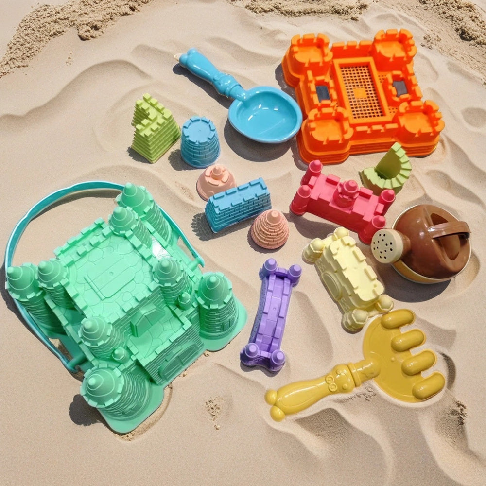 14Pcs Set Beach Toys for Kids Sand Castle Toys with Shovels Toys