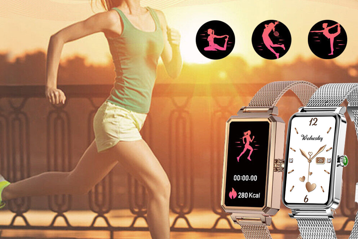 Smart Watch Women Fitness Tracker Sport Bracelet for Android iOS Phones-Silver