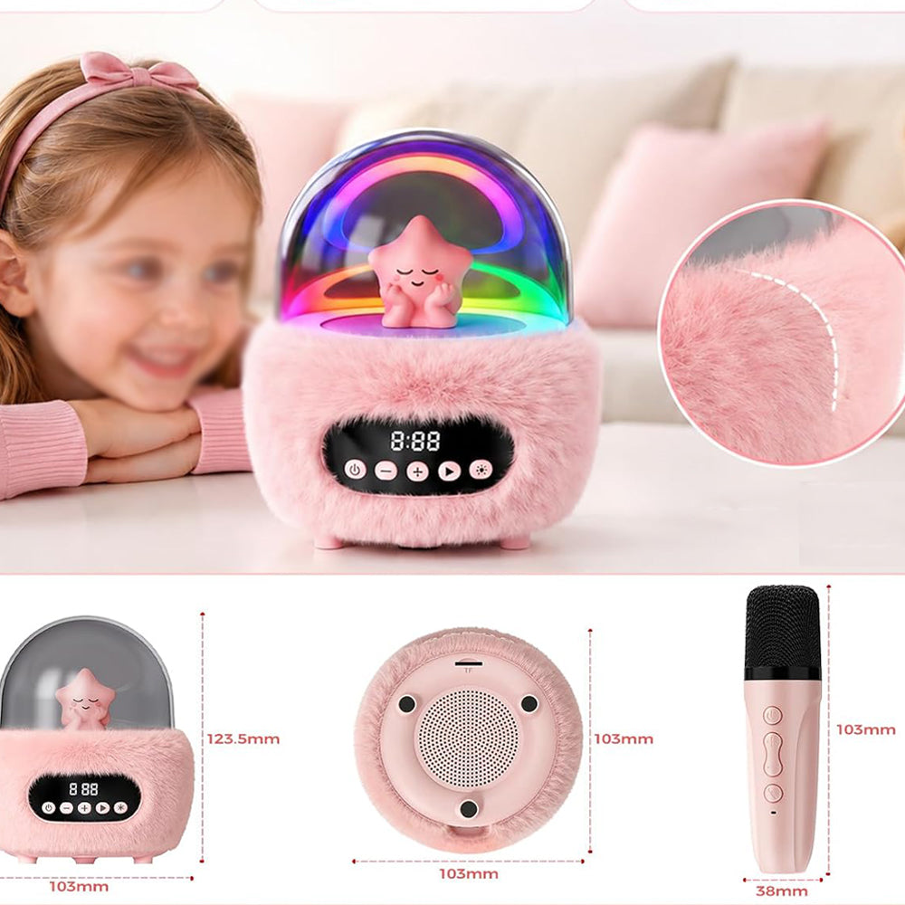 2 in 1 Portable Plush Speaker and Alarm Clock with Dual Mics  - Pink