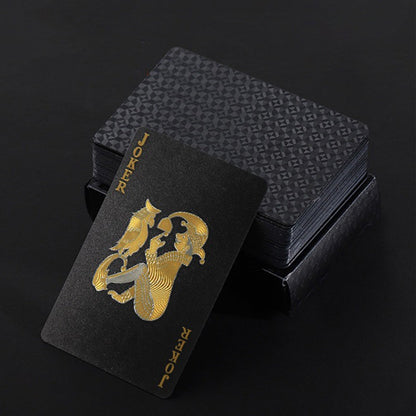 Waterproof Playing Cards Set Plastic Deck of Cards Poker Game Set for  Party Camping Travel On-the-Go Black