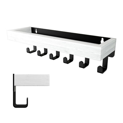 Wall Key Holder with Shelf Wooden Key Rack for Entryway Home-White