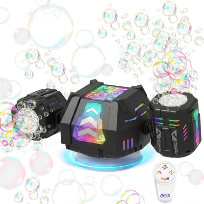 Rechargeable Bubble Machine with RGB Lights - Black
