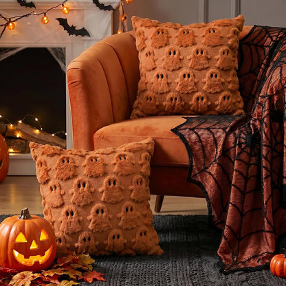 Cute Halloween Ghost Pillow Cover for Living Room - Orange