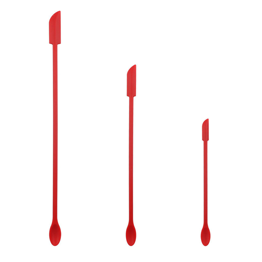 3Pcs Set Mini Silicone Spatula Reusable Cosmetics Splatula Jar Scrapers Red