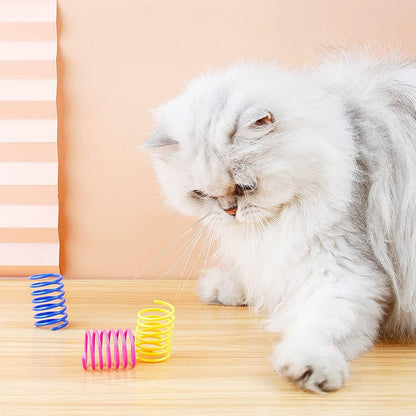 40Pcs Cat Spring Toys Colorful Cat Spiral Bouncy Toys Interactive Toys for Cats and Kittens