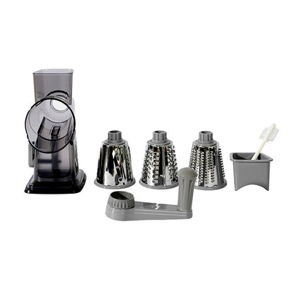 Rotary Vegetable Chopper 3-Blade Cylinder Hand-Cranked Slicer Shredder Grater-Grey