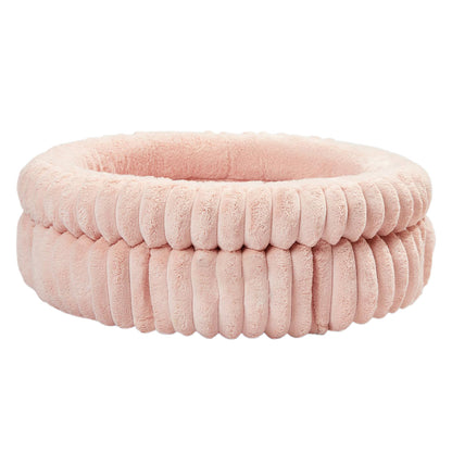 Donut Plush Pet Dog Cat Bed Fluffy Soft Warm Nest for Indoor Cats Small Dogs-Pink