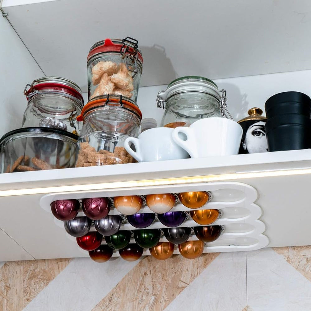 Magnetic Wall Mounted Coffee Pod Rack for Nespresso Vertuo Capsules Capsule Holder White
