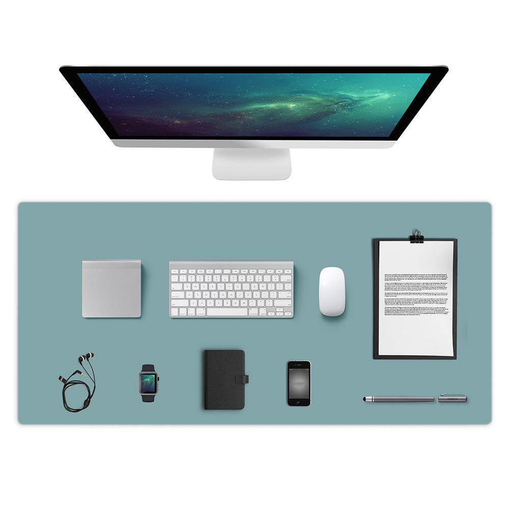 Dual-Sided Leather Desk Pad and Mouse Mat- Pink and Blue