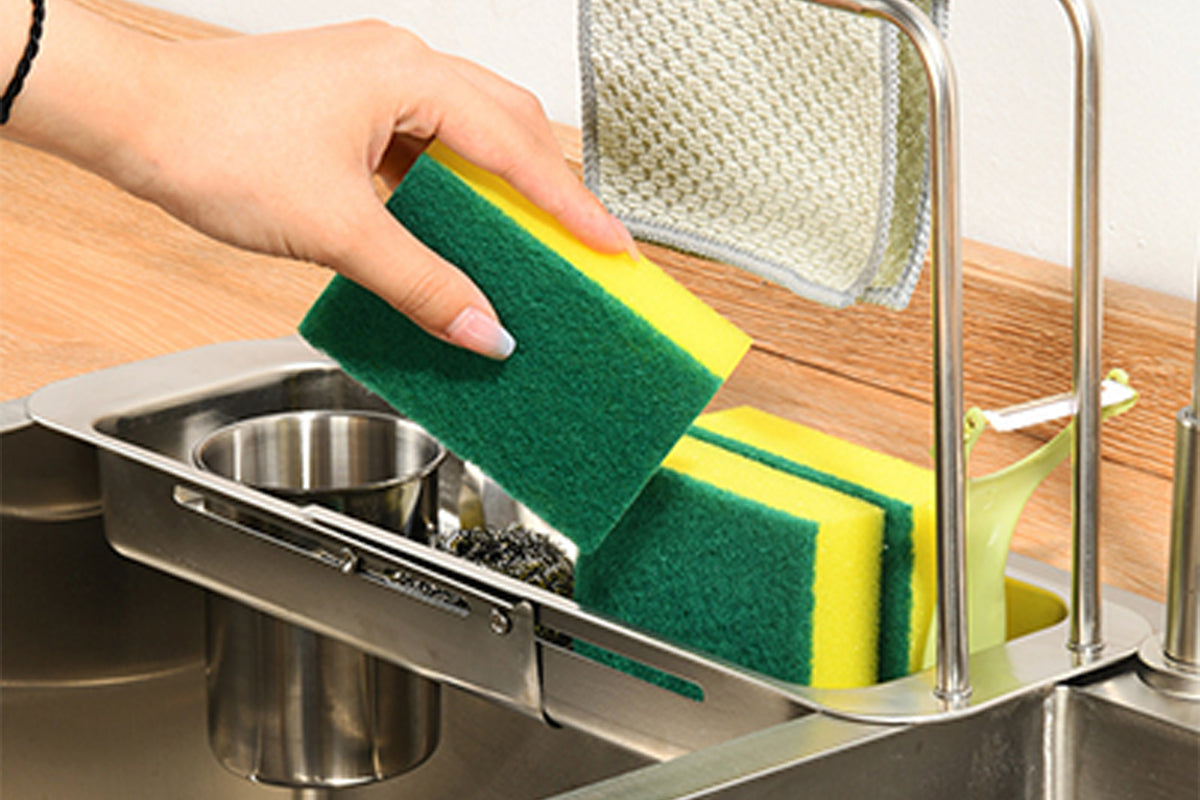 Stainless Steel Storage Rack Holder Expandable Sink Caddy Organizer