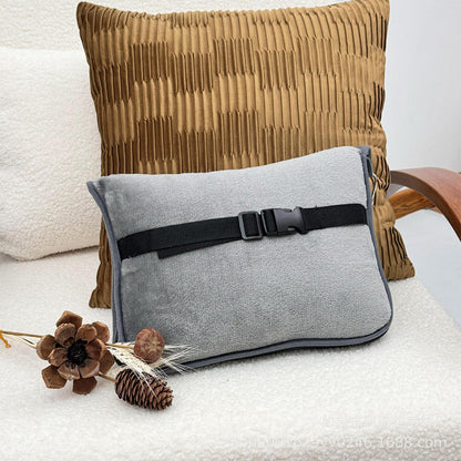 2-in-1 Travel Blanket Airplane Comfort Blanket and Pillow Grey