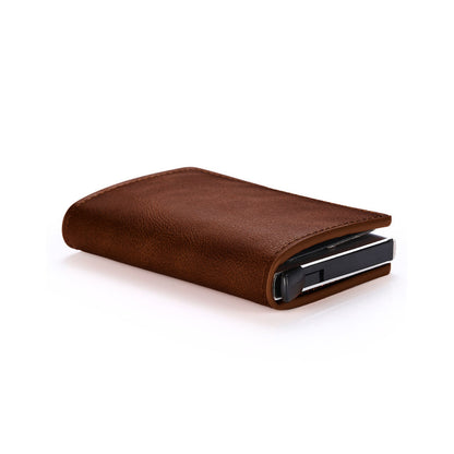 RFID Blocking Wallet PU Leather Credit Card Holder Money Cash Purse Dark Brown