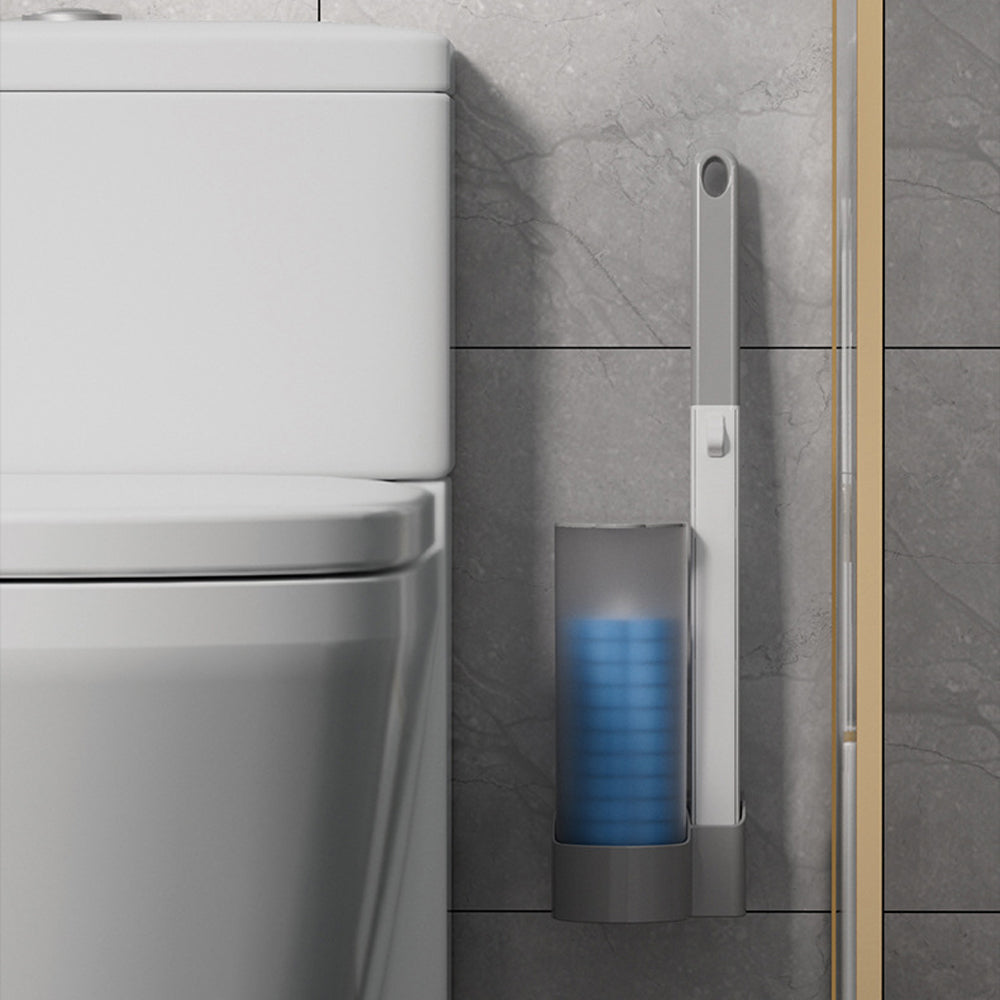 Disposable Toilet Brush Set with 18Pcs Replacement Brush Heads Grey