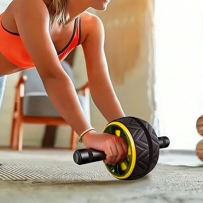 Wide Ab Roller Wheel for Home Gym Core Training-Yellow