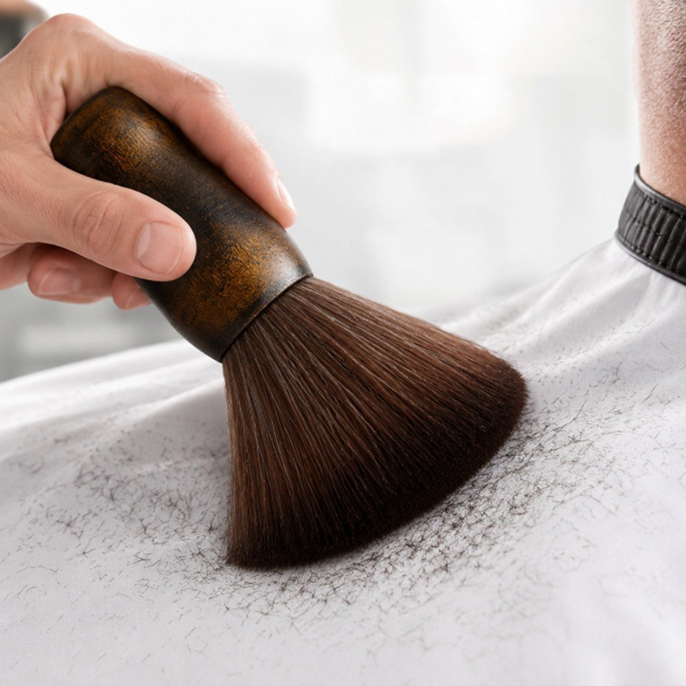 Soft Hair Sweeper Brush with Storage Case Neck Duster Brush - Brown