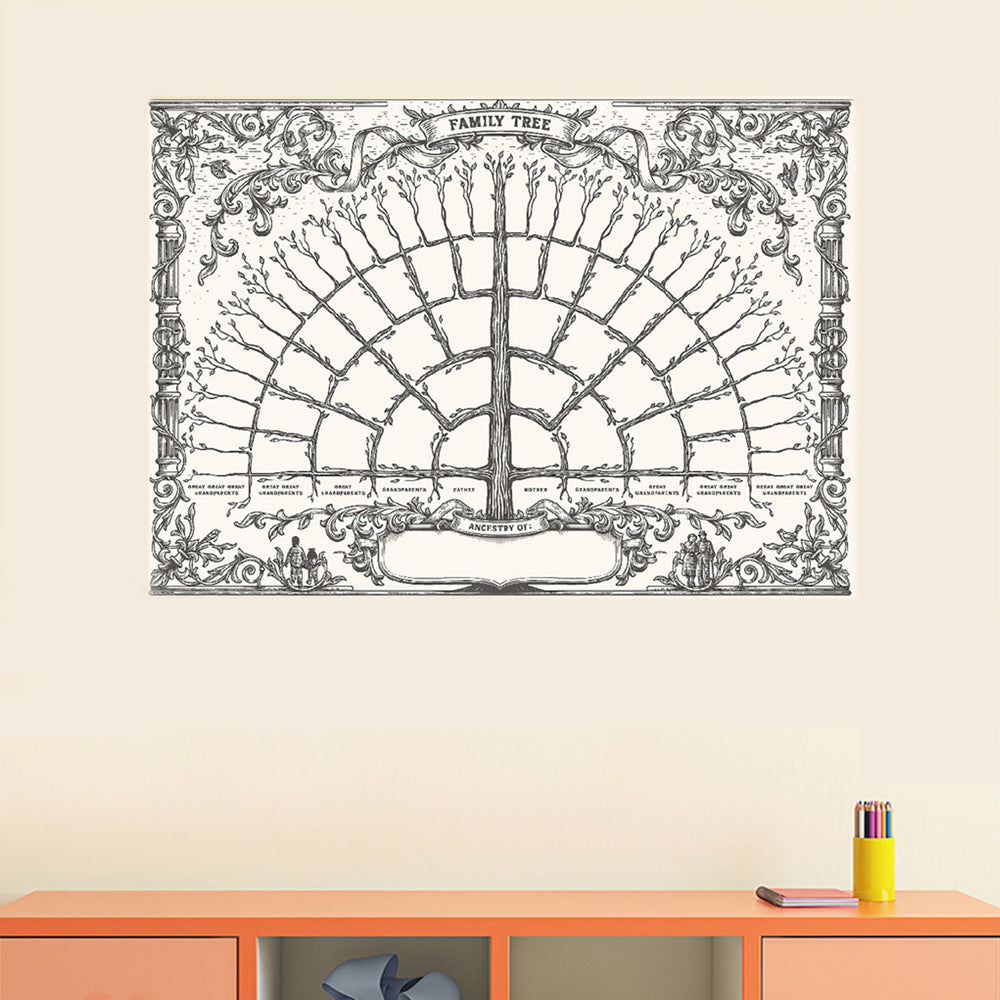 Family Tree Chart 6 Generation Genealogy Poster Blank Fillable Ancestry Chart Style 1