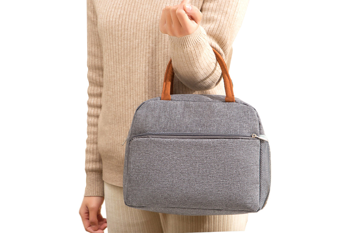 Lunch Bag Oxford Insulated Thermal Cool Food Storage Bag Tote Box Lunch Tote-Gray