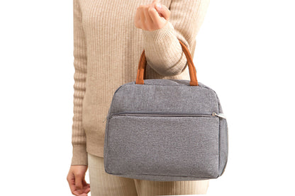 Lunch Bag Oxford Insulated Thermal Cool Food Storage Bag Tote Box Lunch Tote-Gray