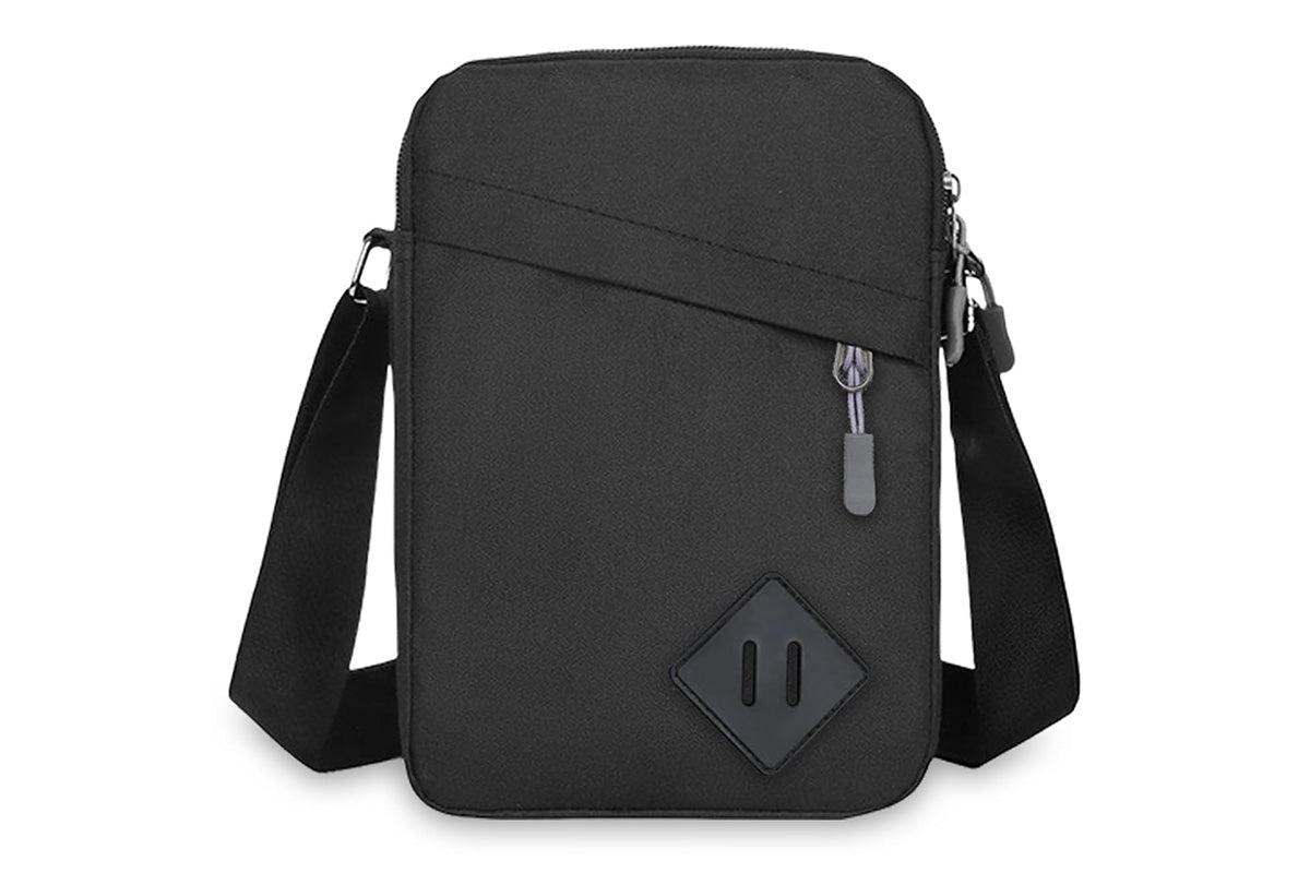 Men's Oxford Crossbody Shoulder Bag with Adjustable Strap and Multi-Pocket Messenger Design-Black