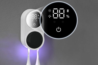 Wall Mounted Toothbrush Holder and Cleaner with Smart Light Cleaning and Fan Drying