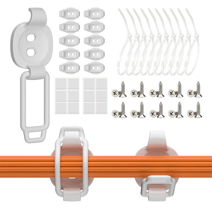 10Pcs Cable Management Clips with Zip Ties Self-Adhesive Screw Mount Wire Organiser White