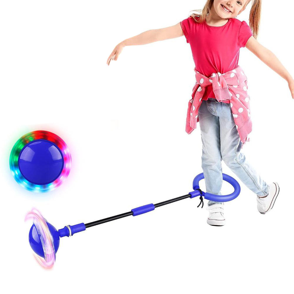 Foldable Skip Ball for Kids Colorful Flashing Wheel Skip Ball Game Fitness Toys Blue