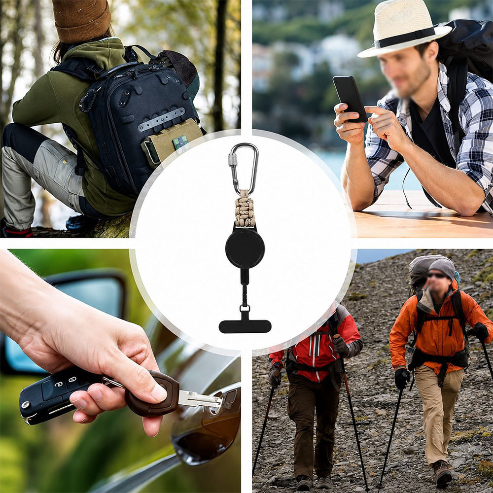 4Pcs Retractable Phone Tether with Carabiner