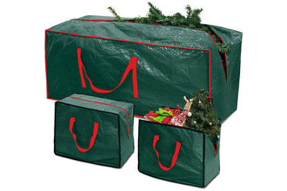 3Pcs Large Christmas Tree Storage Bags Waterproof with Handles and Zipper-Green