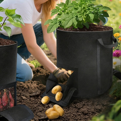 2Pcs 15 Gallon Potato Grow Bags with Dual Harvest Window Visible Window Non-Woven Planter Pot