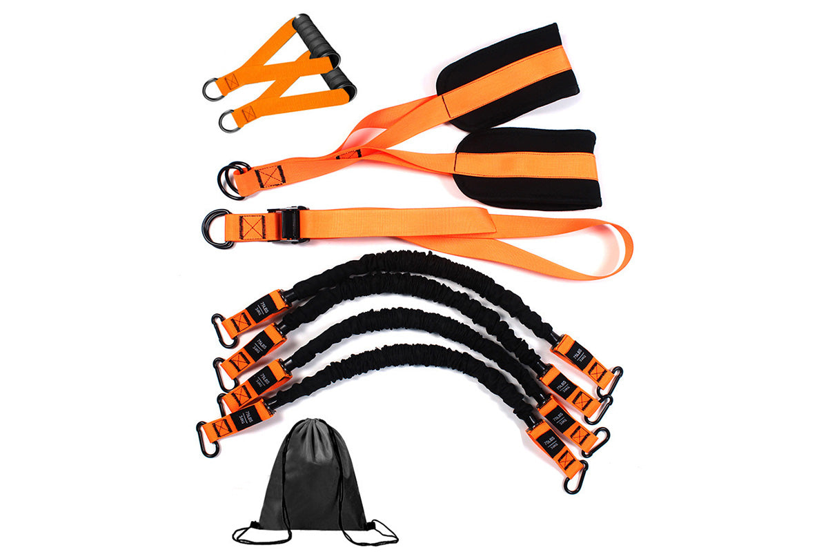 7Pcs Set Pull Up Assistance Bands with Adjustable Resistance Foot Rest for Strength Training-Orange