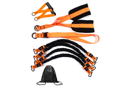 7Pcs Set Pull Up Assistance Bands with Adjustable Resistance Foot Rest for Strength Training-Orange