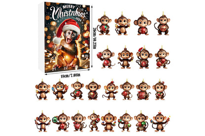 2025 Advent Countdown Calendar Monkey Christmas Hanging Ornaments -Joyful Monkey