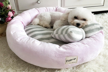 Small Calming Dog Bed for Dogs Puppy Round Washable Pet Donut Bed For Cat-Pink